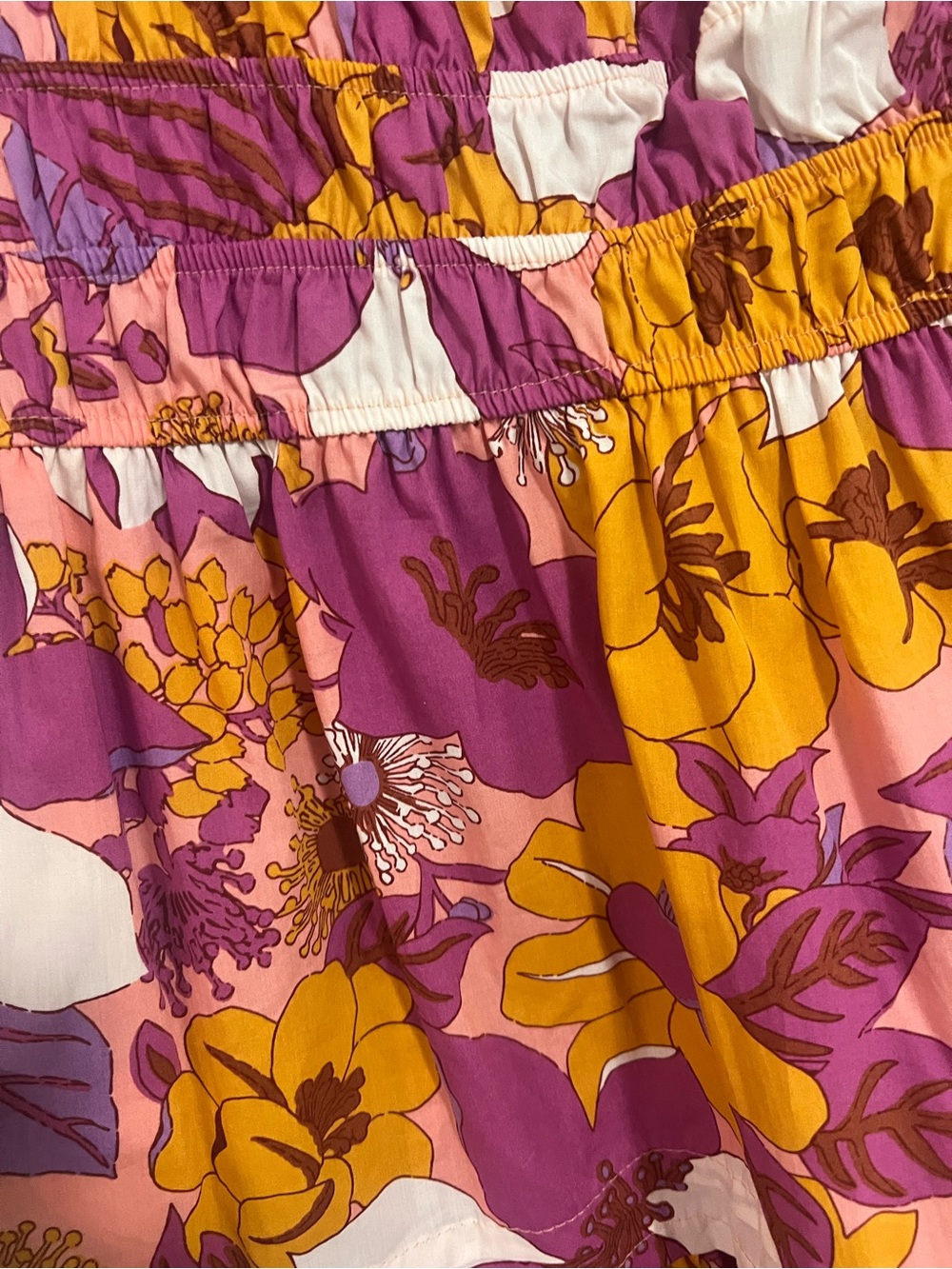 Anthropologie Somerset mini , Pink & Yellow Floral V-Neck Tiered Dress- NWT - Picture 4 of 5